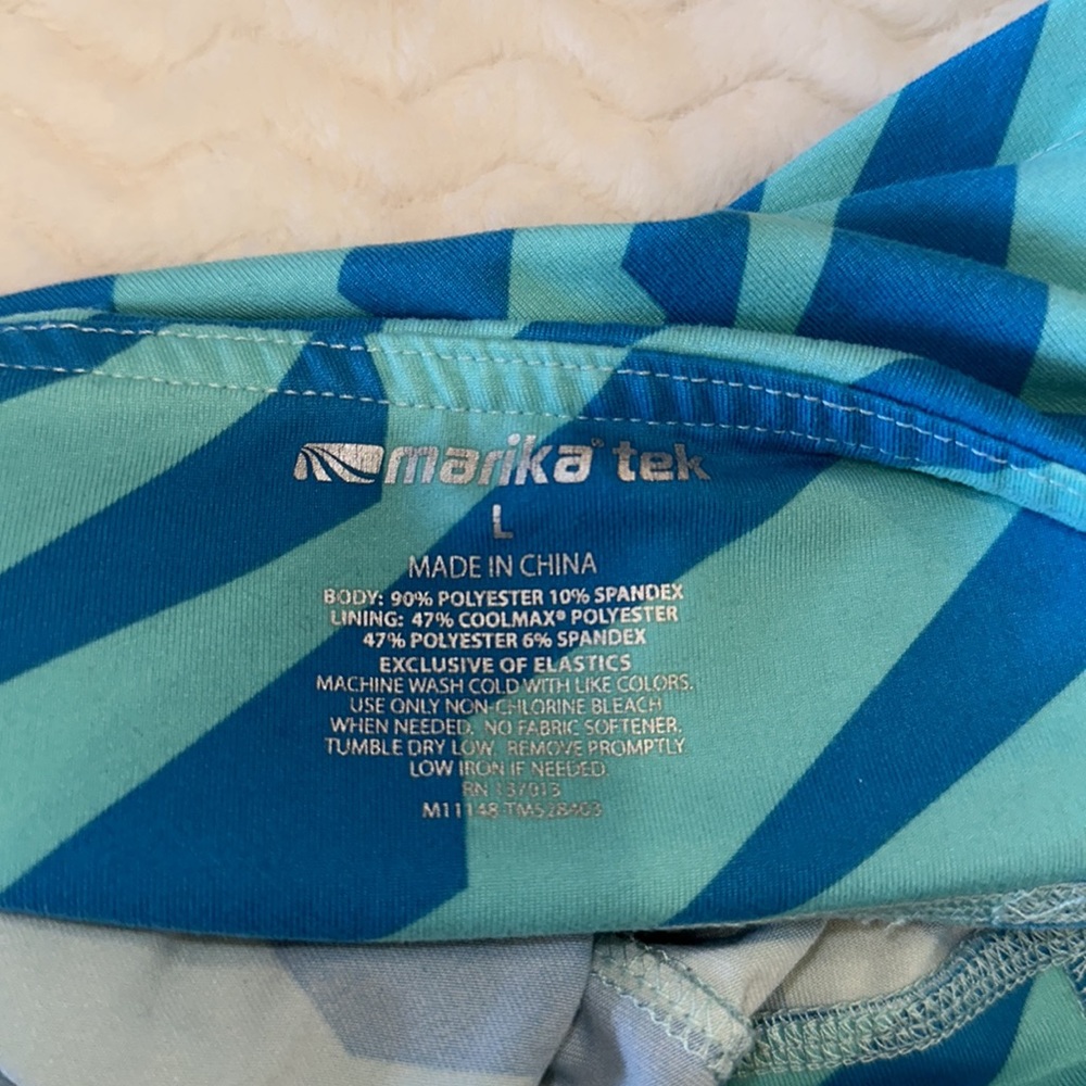 Marika Tek Blue and Teal Stretch Short Athletic Workout Shorts Size Large - Picture 11 of 11